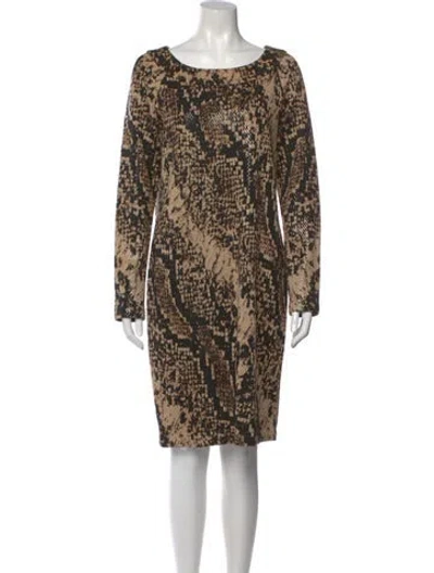Pre-owned St John Animal Print Knee-length Dress In Neutral