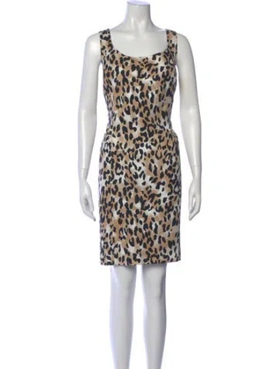 Pre-owned St John Animal Print Knee-length Dress In Neutral