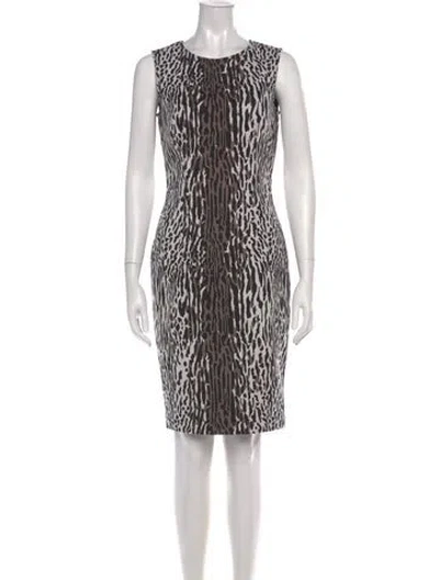 Pre-owned St John Animal Print Knee-length Dress In Neutral