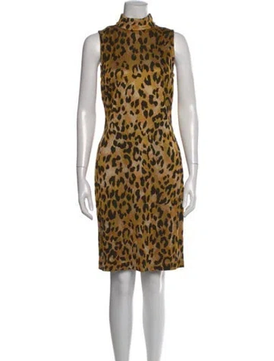 Pre-owned St John Animal Print Knee-length Dress In Orange