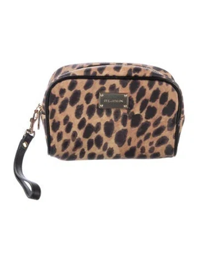 Pre-owned St John Animal Print Logo Cosmetic Bag In Multicolor