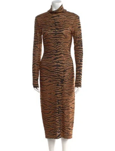 Pre-owned St John Animal Print Long Dress In Black