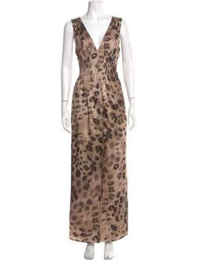 Pre-owned St John Animal Print Long Dress In Multi