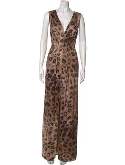 Pre-owned St John Animal Print Long Dress W/ Tags In Multi
