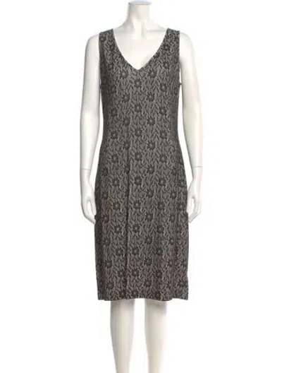 Pre-owned St John Animal Print Midi Length Dress In Black