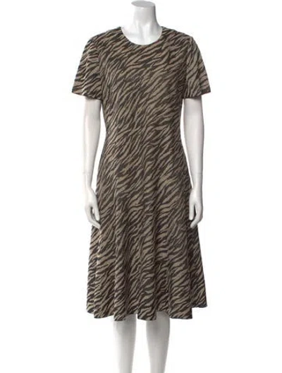 Pre-owned St John Animal Print Midi Length Dress In Neutral