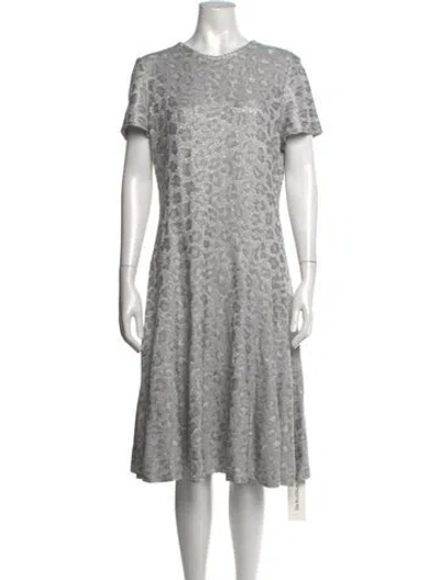 Pre-owned St John Animal Print Midi Length Dress In Silver
