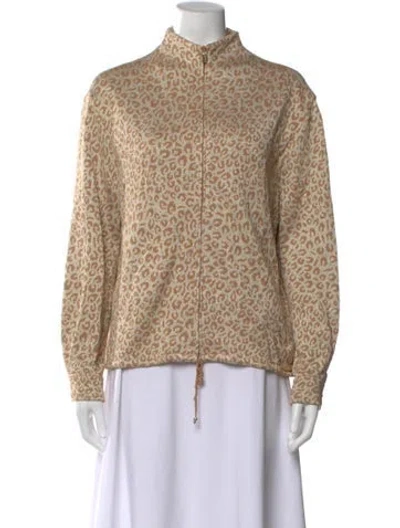 Pre-owned St John Animal Print Mock Neck Sweater