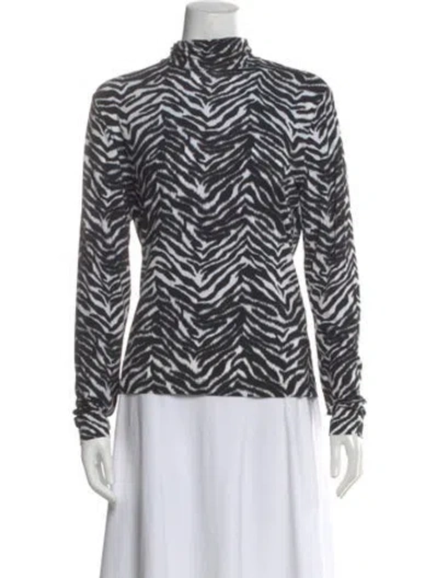 Pre-owned St John Animal Print Mock Neck Top In Multi