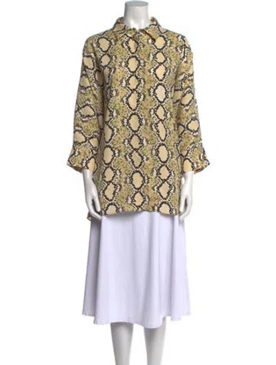 Pre-owned St John Animal Print Mock Neck Tunic In Multi