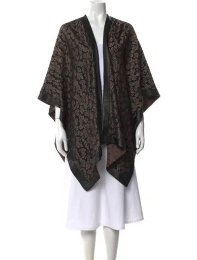 Pre-owned St John Animal Print Open Front Sweater In Black