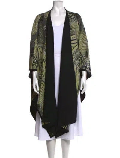 Pre-owned St John Animal Print Open Front Sweater In Black
