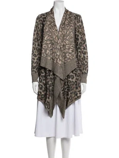 Pre-owned St John Animal Print Open Front Sweater In Multi