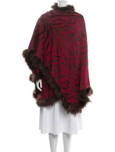 Pre-owned St John Animal Print Poncho In Red