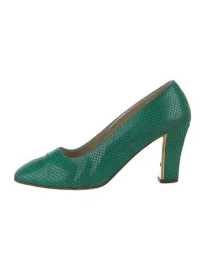 Pre-owned St John Animal Print Pumps In Green