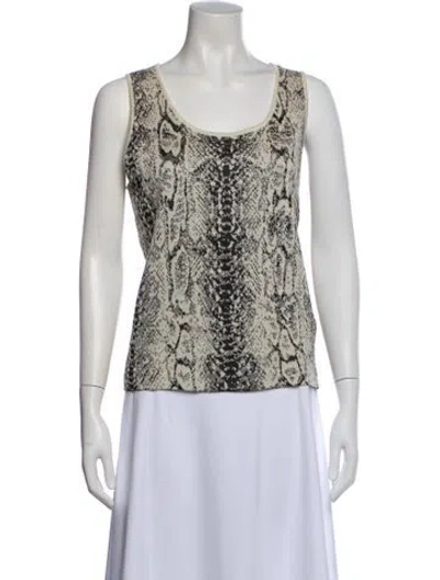 Pre-owned St John Animal Print Scoop Neck Sweater In Black