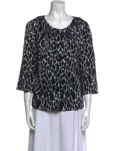 Pre-owned St John Animal Print Scoop Neck Sweater In Multi