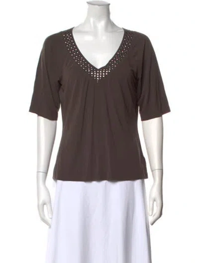 Pre-owned St John Animal Print Scoop Neck T-shirt In Neutral