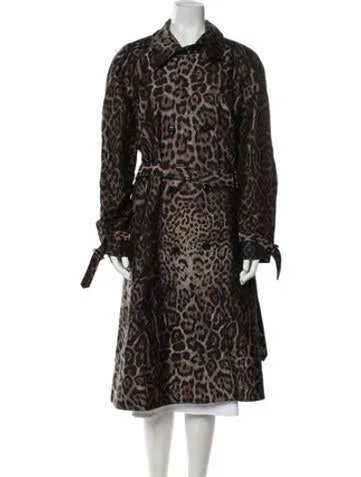 Pre-owned St John Animal Print Trench Coat In Multi