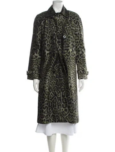 Pre-owned St John Animal Print Trench Coat In Multi