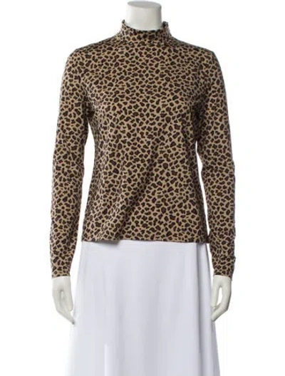 Pre-owned St John Animal Print Turtleneck Blouse W/ Tags In Multi