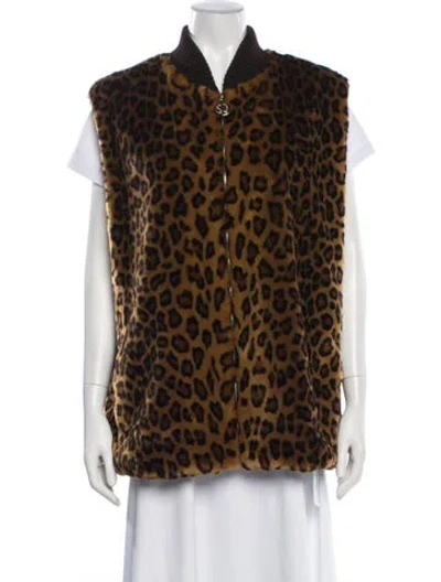 Pre-owned St John Animal Print Vest In Brown