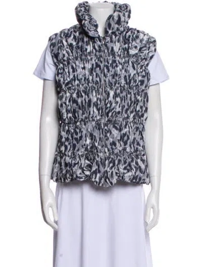 Pre-owned St John Animal Print Vest In White