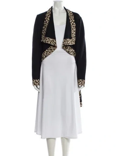 Pre-owned St John Animal Print V-neck Sweater In Blue