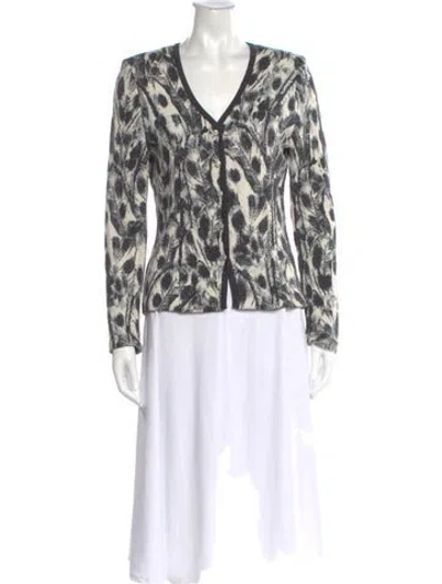 Pre-owned St John Animal Print V-neck Sweater In Neutral