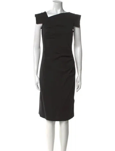 Pre-owned St John Asymmetrical Knee-length Dress In Black