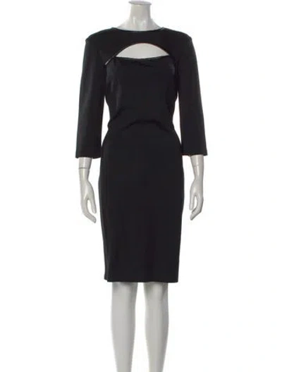 Pre-owned St John Asymmetrical Knee-length Dress In Black