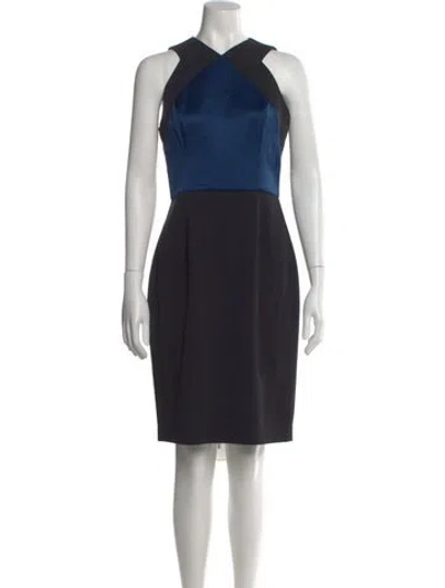 Pre-owned St John Asymmetrical Knee-length Dress In Black