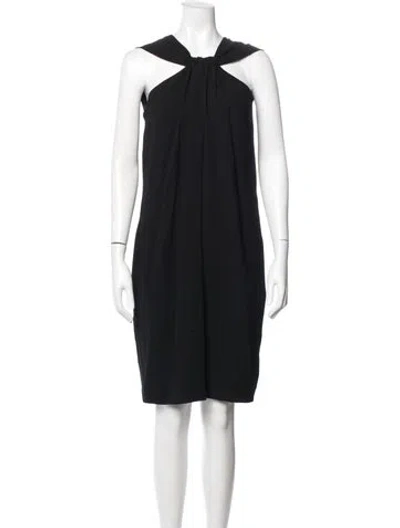 Pre-owned St John Asymmetrical Knee-length Dress In Black