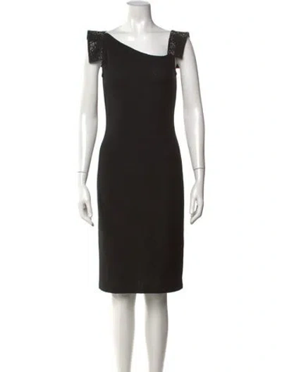 Pre-owned St John Asymmetrical Knee-length Dress In Black