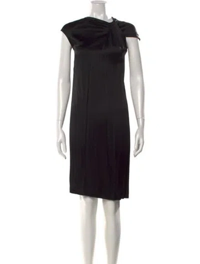 Pre-owned St John Asymmetrical Knee-length Dress In Black