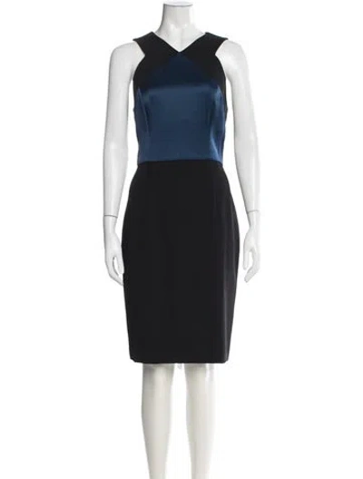 Pre-owned St John Asymmetrical Knee-length Dress In Blue