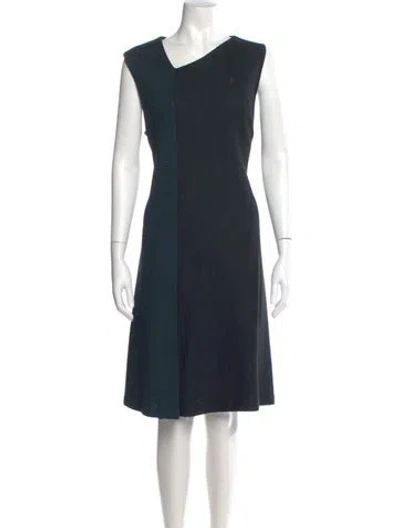 Pre-owned St John Asymmetrical Knee-length Dress In Green