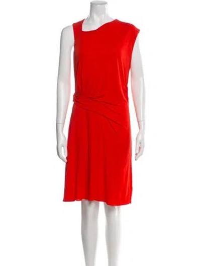 Pre-owned St John Asymmetrical Knee-length Dress In Red