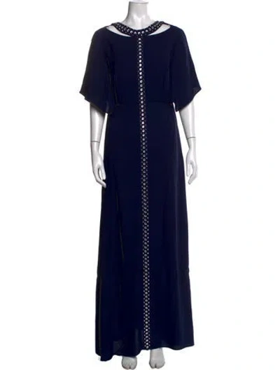 Pre-owned St John Asymmetrical Long Dress In Black