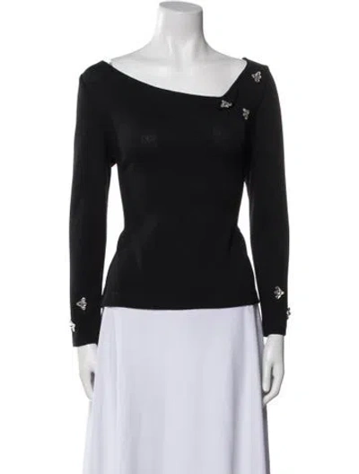 Pre-owned St John Asymmetrical Long Sleeve Top In Blue