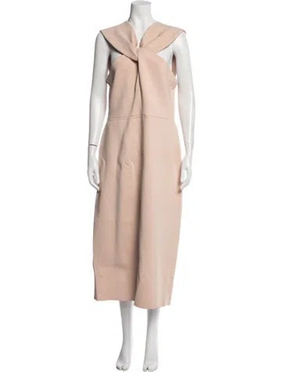 Pre-owned St John Asymmetrical Midi Length Dress In Multi