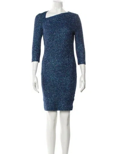 Pre-owned St John Asymmetrical Mini Dress In Blue