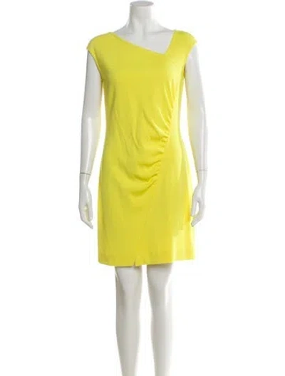Pre-owned St John Asymmetrical Mini Dress In Yellow