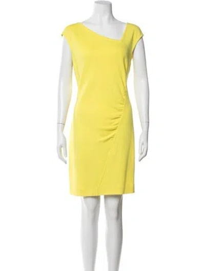 Pre-owned St John Asymmetrical Mini Dress In Yellow