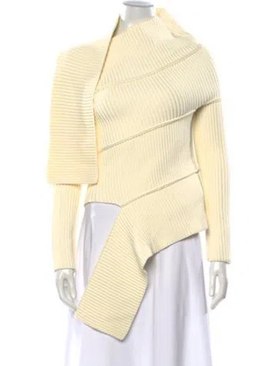 Pre-owned St John Asymmetrical Sweater W/ Tags In White