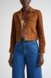 St John St. John Authentic Suede Jacket In Brown