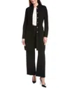 St John St. John Banded Collar Five-button A-line Long Jacket In Black