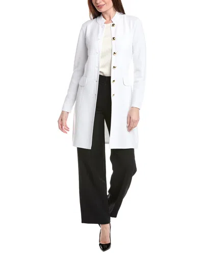 ST JOHN BANDED COLLAR FIVE-BUTTON A-LINE LONG JACKET