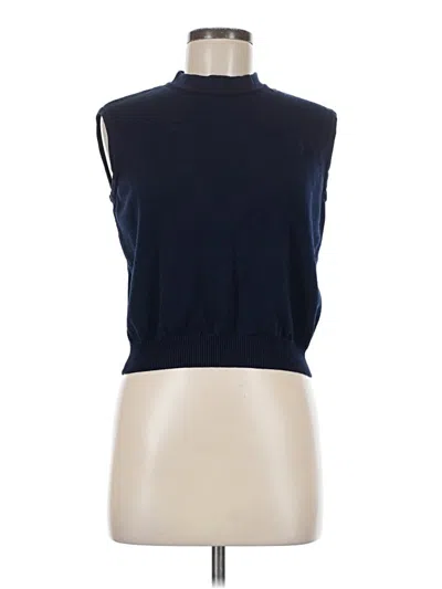 Pre-owned St. John Basics Sleeveless Top Blue High Neck Tops