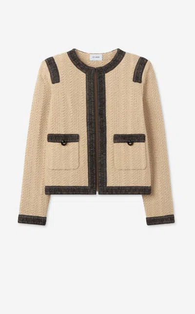 St John Basketweave Knit Jacket In Flxx